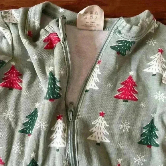 Christmas Tree Footie Sleeper Organic Cotton Size 3-6 months First Christmas - Picture 6 of 8